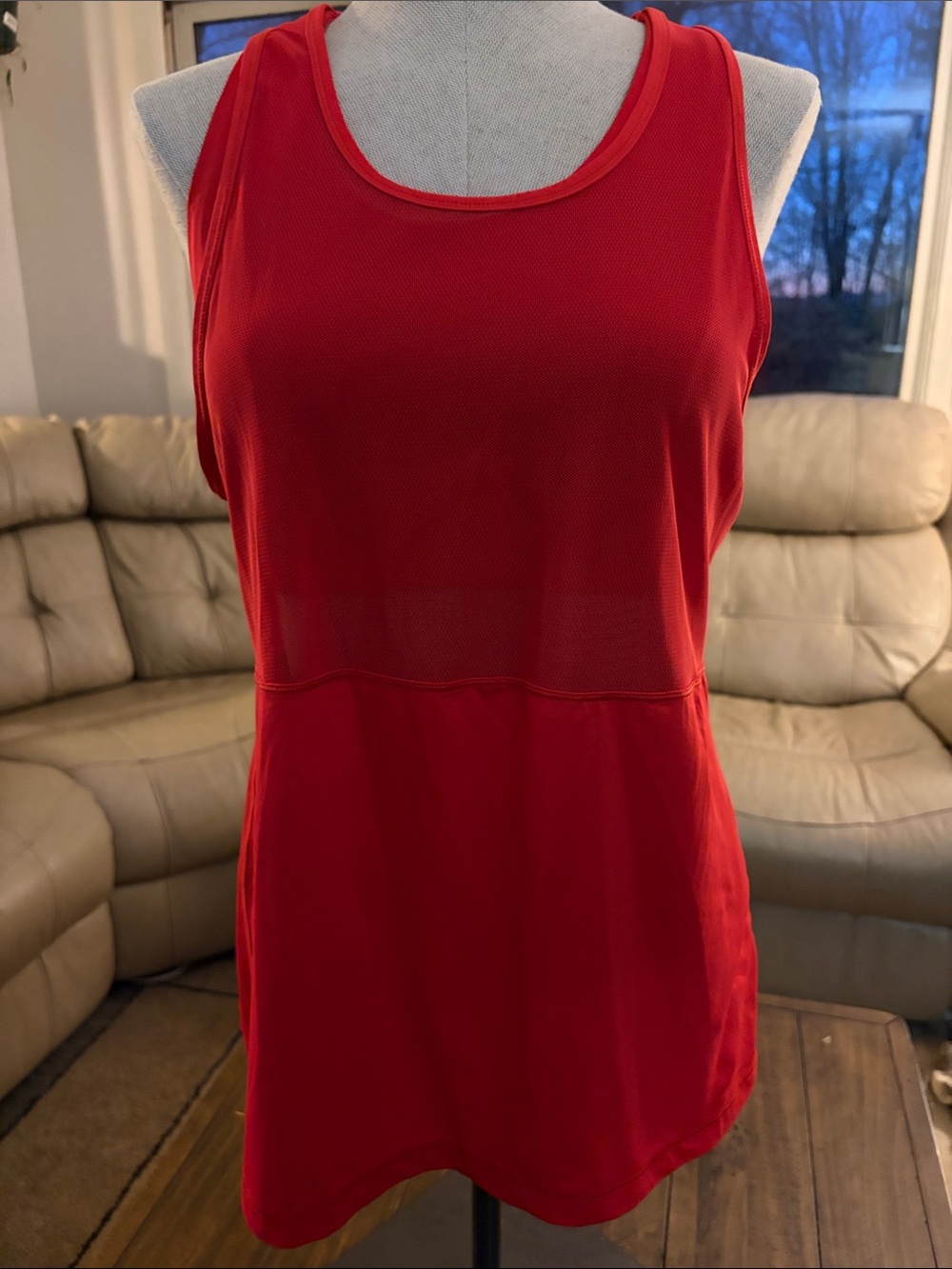 lululemon athletica Red Mesh Panel Tank Top
